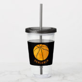 Kinder sport Basketball Athletic Personalized Blac Acryl Drinkbeker (Voorkant)
