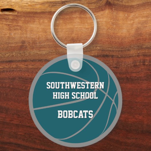 kinder sport partij gunsten blauwgroen grijs baske sleutelhanger (Achterkant)