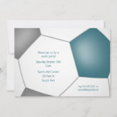 kinder sport verjaardag blauwgroen grijs voetbal u aankondiging (Achterkant)