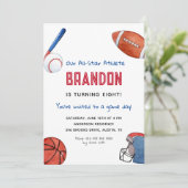 Kinder Sport Verjaardagsuitnodiging Aankondiging (Staand voorkant)