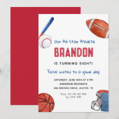 Kinder Sport Verjaardagsuitnodiging Aankondiging (Voorkant / Achterkant)