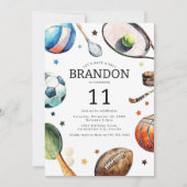 Kinder sportbal verjaardagsfeest kaart (Voorkant)