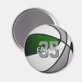 kinder sporten groen grijs team kleuren basketbal magneet (Voorkant / Achterkant)