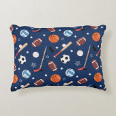 Kinder sportmateriaalpatroon op blauw accent kussen (Voorkant)