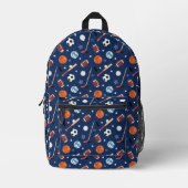 Kinder sportmateriaalpatroon op de blauwe school bedrukte rugzak (Voorkant)
