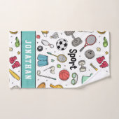Kinder sportpatroonboys Naam Colorful Athletic Fun Handdoek (Handdoek)