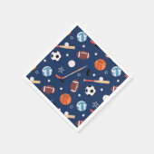 Kinder sportuitrustingspatroon op blauwe dag servet (Hoek)