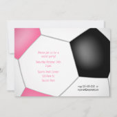 kinder sportverjaardag roze zwart voetbal blowout aankondiging (Achterkant)