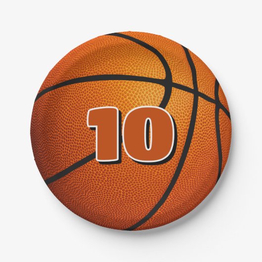 kinder sportverjaardagsfeestje basketbal papieren bordje (Voorkant)