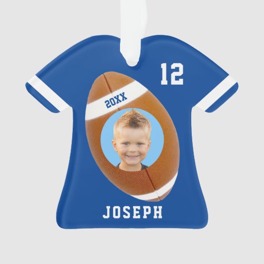 Kinder Sporty Blue Foto Football Jersey Ornament (voorkant)