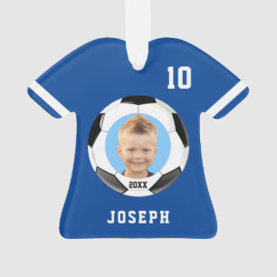 Kinder Sporty Blue Foto Soccer Jersey Ornament