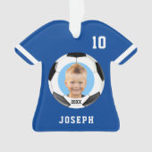 Kinder Sporty Blue Foto Soccer Jersey Ornament (voorkant)