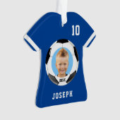 Kinder Sporty Blue Foto Soccer Jersey Ornament (voorkant)