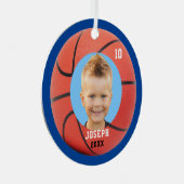 Kinder Sporty Blue Photo Basketball Metalen Ornament (Voorkant Rechts)