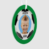 Kinder Sporty Green Photo Soccer Ornament (voorkant)