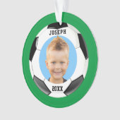 Kinder Sporty Green Photo Soccer Ornament (voorkant)