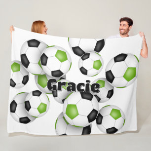 kinder sportzaal felgroene zwarte voetballen fleece deken