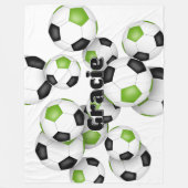 kinder sportzaal felgroene zwarte voetballen fleece deken (Voorkant)