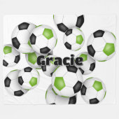 kinder sportzaal felgroene zwarte voetballen fleece deken (Voorkant (Horizontaal))