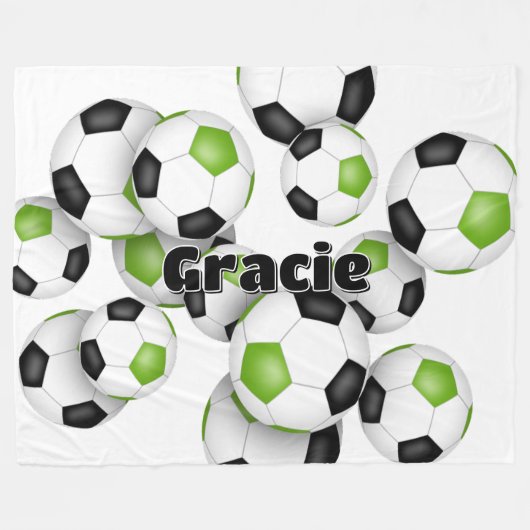 kinder sportzaal felgroene zwarte voetballen fleece deken (Voorkant (Horizontaal))