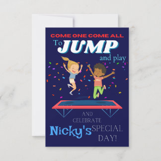 Kinder Sprong Trampoline Park Birthday Invitations Kaart