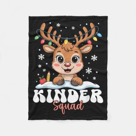 Kinder Squad Reindeer Christmas Lights Cute Winter Fleece Deken (Voorkant)