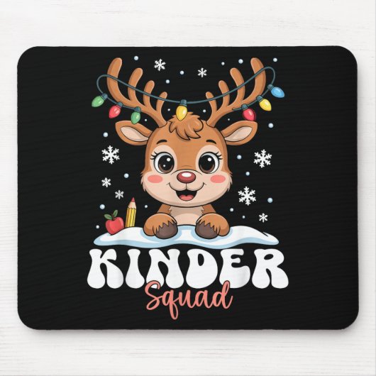 Kinder Squad Reindeer Christmas Lights Cute Winter Muismat (Voorkant)