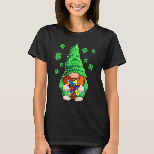 Kinder St Patricks Dag Autisme Bewustzijn Gnomen J T-shirt (Voorkant)