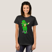 Kinder St Patricks Day Dabbing Leprechaun Tennis T-shirt (Voorkant volledig)