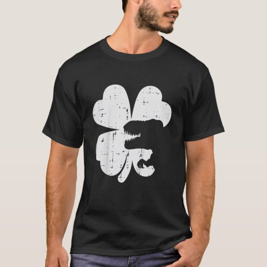 Kinder St Patricks Day Dino Shamrock Saint Paddys  T-shirt (Voorkant)