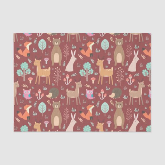 Kinder staartdieren Roodbaarkonijnenvlees Beer Fox Tissuepapier (Voorkant)