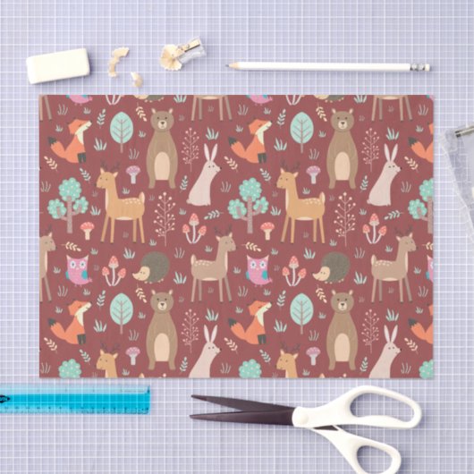 Kinder staartdieren Roodbaarkonijnenvlees Beer Fox Tissuepapier (Craft)