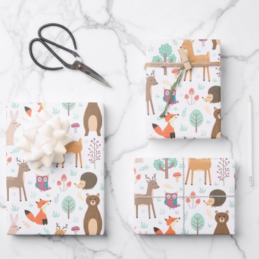 Kinder stekelbosdieren Porcupine Deer Brown Beer Inpakpapier Vel (Voorkant)