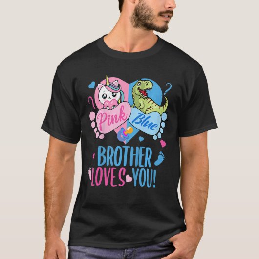 Kinder stekelroze of blauwe roer houdt van je dino t-shirt (Voorkant)