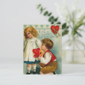 Kinder stel van vintage valentijn feestdagenkaart (Staand voorkant)