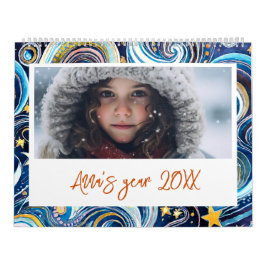 Kinder sterrennacht kleurrijke foto Nieuwjaar Kalender