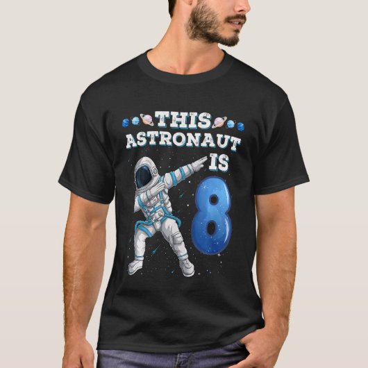 Kinder stervende astronaut 8 jaar oude geboortecyc t-shirt (Voorkant)