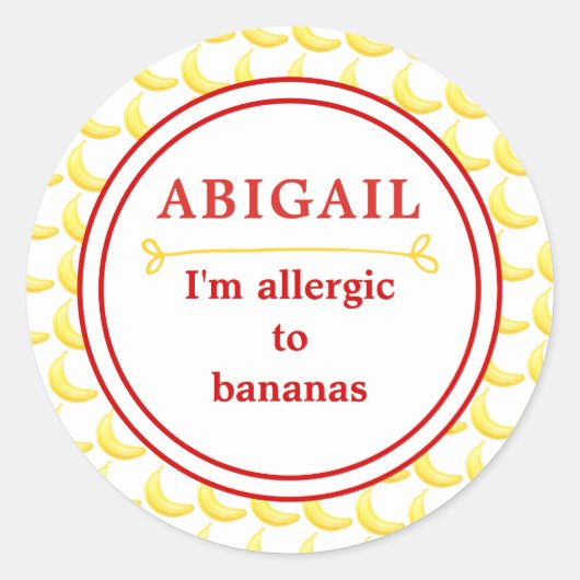 Kinder Sticker van de Banana Allergy Alert Classic (Voorkant)