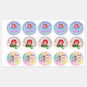 Kinder Stickers / Labels - Zeemeermin en Eenhoorn  (Vel)