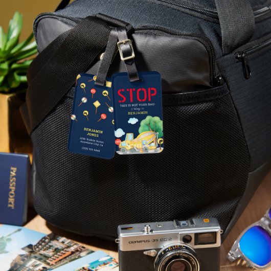 Kinder STOP VOOR Kute Construction Bagagelabel (Voorkant /achterkant)