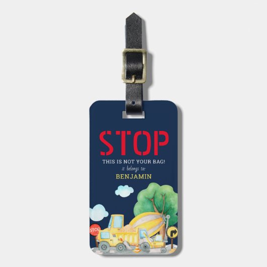 Kinder STOP VOOR Kute Construction Bagagelabel (Voorkant verticaal)