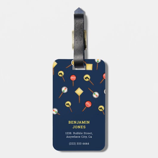 Kinder STOP VOOR Kute Construction Bagagelabel (Achterkant verticaal)