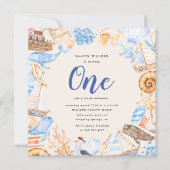 kinder strand eerste verjaardag uitnodiging (Voorkant)