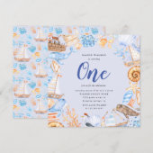 kinder strand eerste verjaardag uitnodiging (Voorkant / Achterkant)