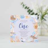 kinder strand eerste verjaardag uitnodiging (Staand voorkant)