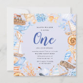 kinder strand eerste verjaardag uitnodiging (Voorkant)