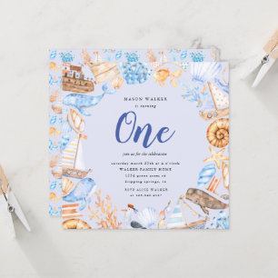 kinder strand eerste verjaardag uitnodiging