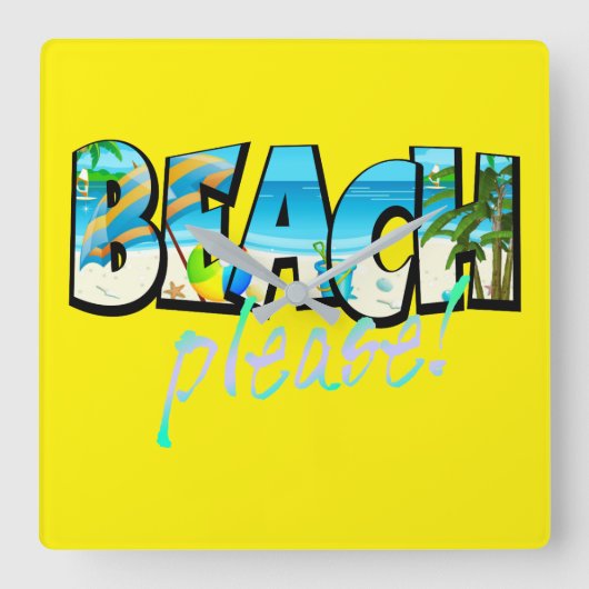 Kinder Strand tevreden! Vierkante Klok (Voorkant)