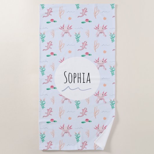 Kinder strand van het Meisjes Modern en Cute Axolo Strandlaken (Voorkant)