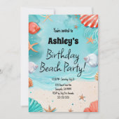 Kinder strand verjaardagsfeestje kaart (Voorkant)